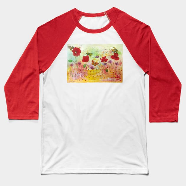 Summertime among Bumble bees and Poppies Baseball T-Shirt by Casimirasquirkyart